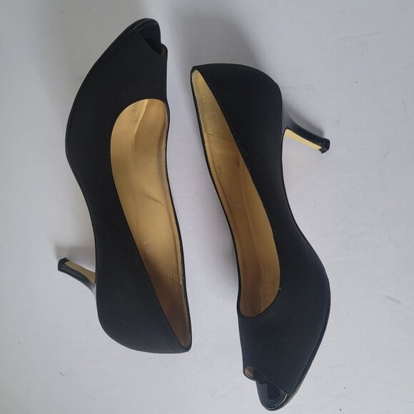 Bruno Magli Black Peep Toe Kitten Heel Pumps. Size 7.5B - Picture 5 of 9